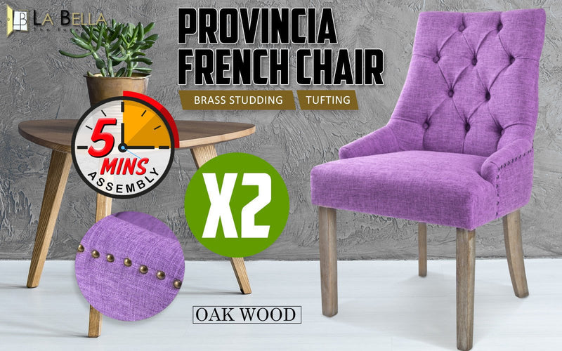 La Bella 2 Set Violet French Provincial Dining Chair Amour Oak Leg Payday Deals