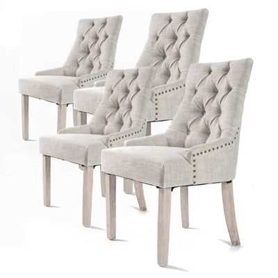 La Bella 4 Set Cream French Provincial Dining Chair Amour Oak Leg Payday Deals