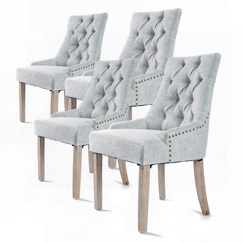 La Bella 4 Set Grey French Provincial Dining Chair Amour Oak Leg Payday Deals