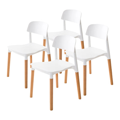 La Bella 4 Set White Retro Belloch Stackable Dining Cafe Chair Payday Deals