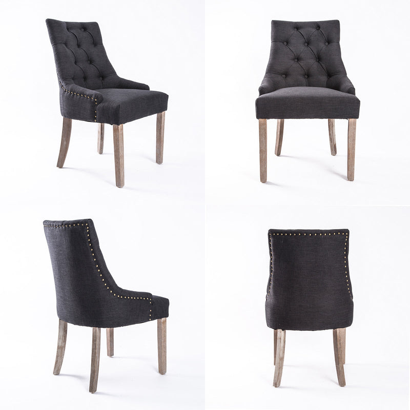 La Bella Black (Charcoal) French Provincial Dining Chair Amour Oak Leg Payday Deals