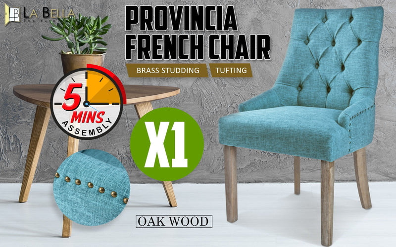 La Bella Blue French Provincial Dining Chair Amour Oak Leg Payday Deals