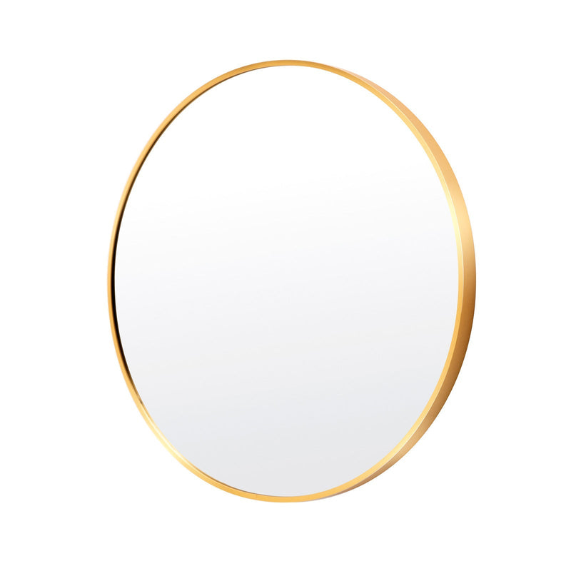 La Bella Gold Wall Mirror Round Aluminum Frame Makeup Decor Bathroom Vanity 80cm Payday Deals