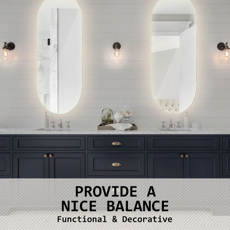 La Bella LED Wall Mirror Oval Touch Anti-Fog Makeup Decor Bathroom Vanity 45 x 100cm Payday Deals