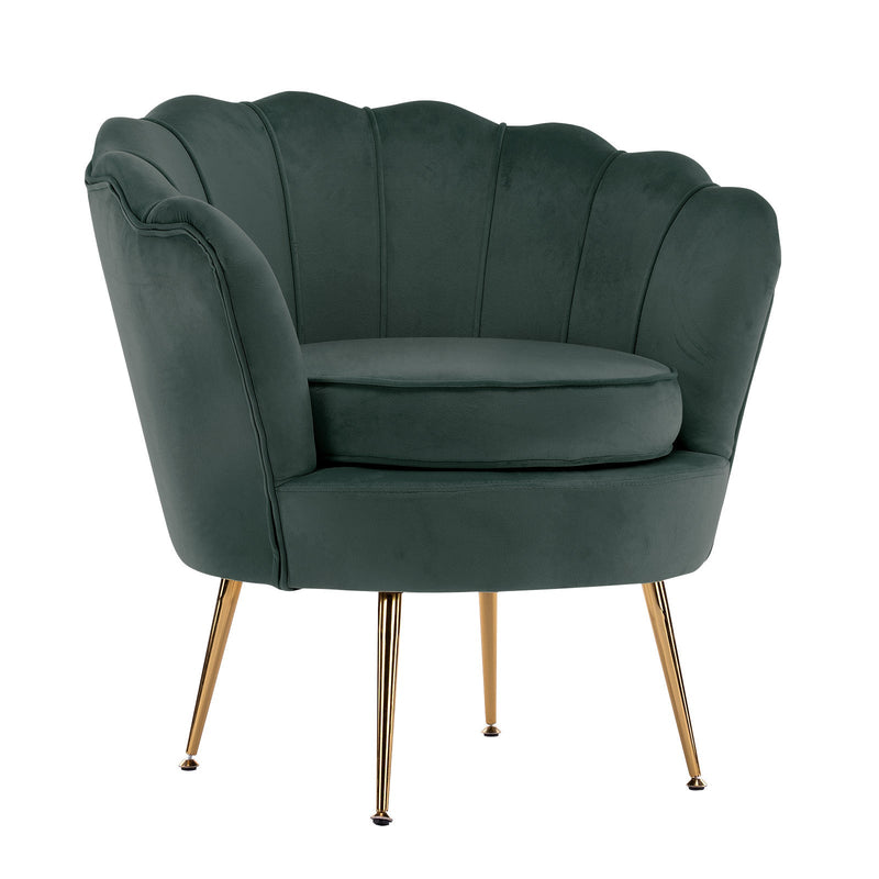 La Bella Shell Scallop Green Armchair Lounge Chair Accent Velvet Payday Deals