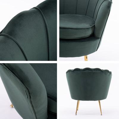 La Bella Shell Scallop Green Armchair Lounge Chair Accent Velvet Payday Deals