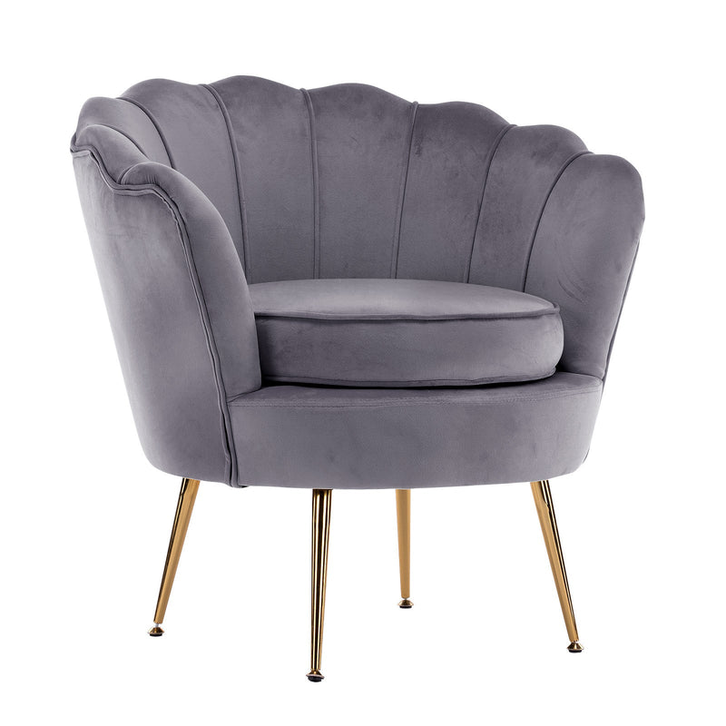 La Bella Shell Scallop Grey Armchair Lounge Chair Accent Velvet Payday Deals