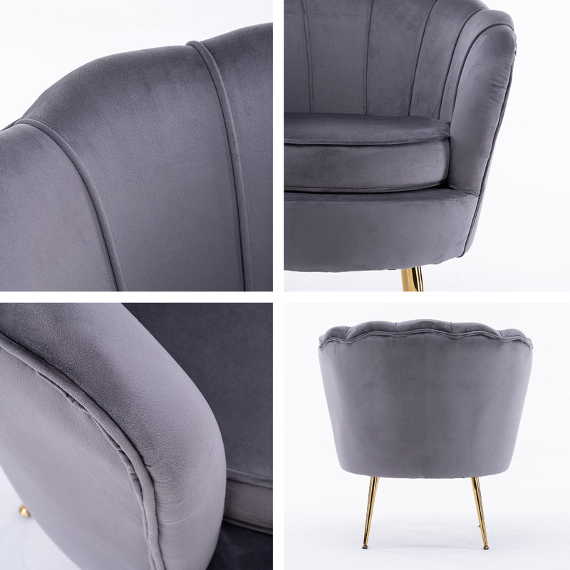 La Bella Shell Scallop Grey Armchair Lounge Chair Accent Velvet Payday Deals