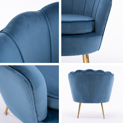 La Bella Shell Scallop Navy Blue Armchair Lounge Chair Accent Velvet Payday Deals