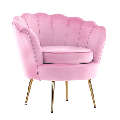 La Bella Shell Scallop Pink Armchair Lounge Chair Accent Velvet