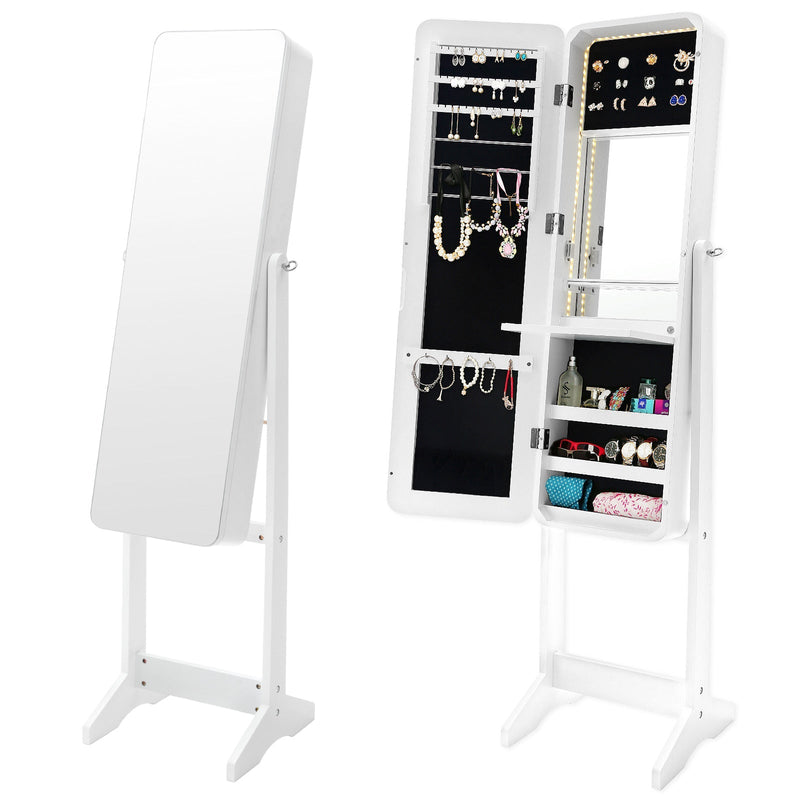 La Bella White Mirror Jewellery Cabinet FLASHY 146cm Organiser LED Payday Deals