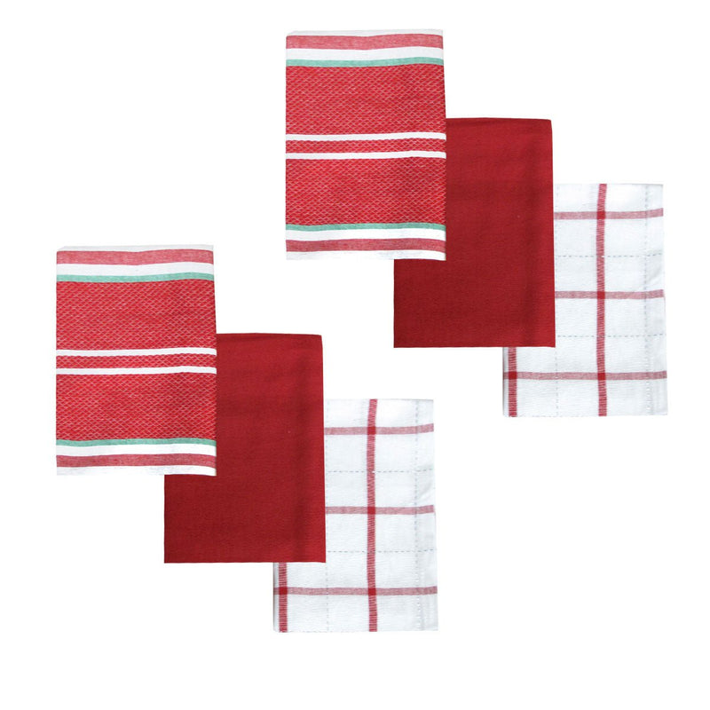 Ladelle Brick Set of 6 Cotton Kitchen Towels Red Design 6 Payday Deals