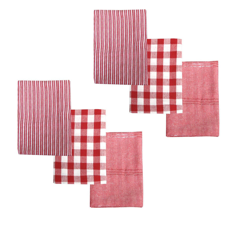 Ladelle Brick Set of 6 Cotton Kitchen Towels Red Design 7 Payday Deals