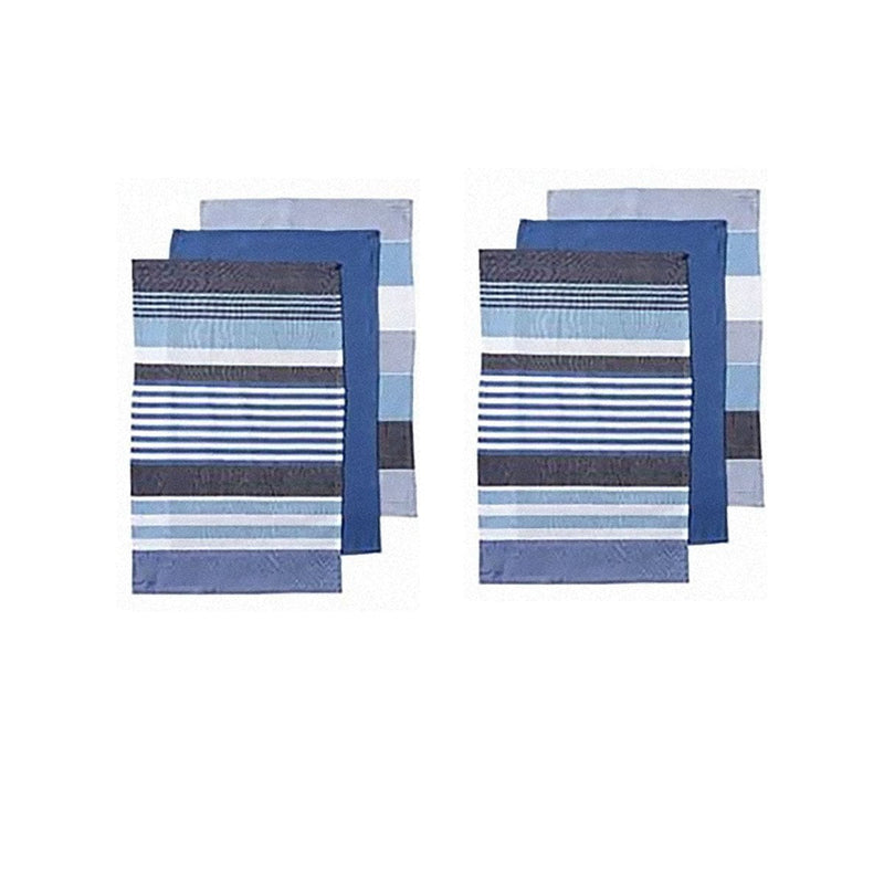 Ladelle Connor Set of 6 Cotton Kitchen Towels Blue Payday Deals