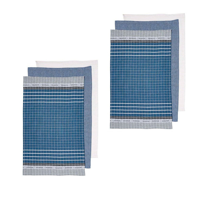 Ladelle Entertainer Set of 6 Cotton Kitchen Towels Blue Payday Deals