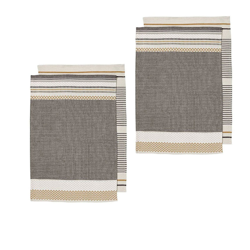 Ladelle Intrinsic Set of 4 Cotton Kitchen Towels Bold Charcoal Payday Deals