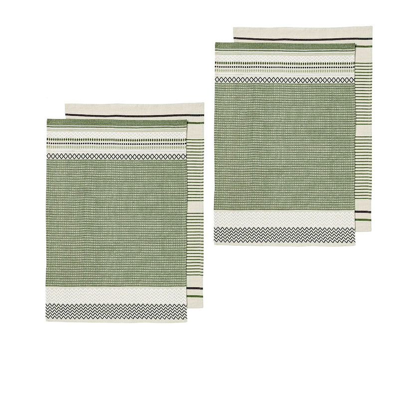 Ladelle Intrinsic Set of 4 Cotton Kitchen Towels Bold Green Payday Deals