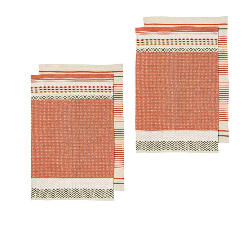 Ladelle Intrinsic Set of 4 Cotton Kitchen Towels Bold Rust Payday Deals