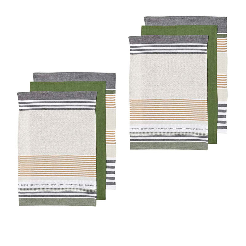 Ladelle Intrinsic Set of 6 Cotton Kitchen Towels Green Payday Deals