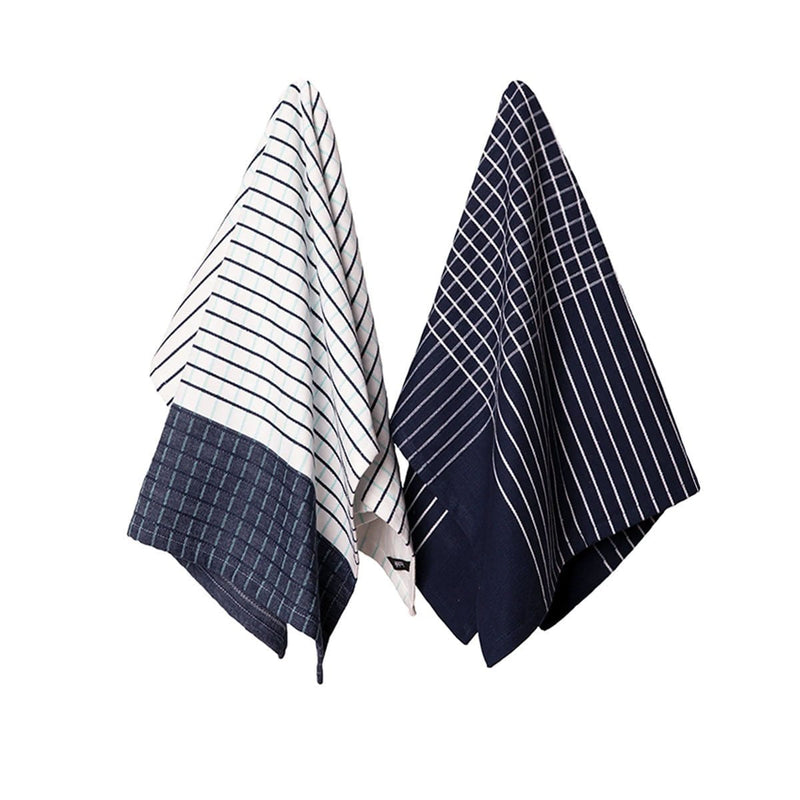 Ladelle Kyrie Cotton Set of 2 Jumbo Kitchen Towels 60 x 80 cm Navy Payday Deals