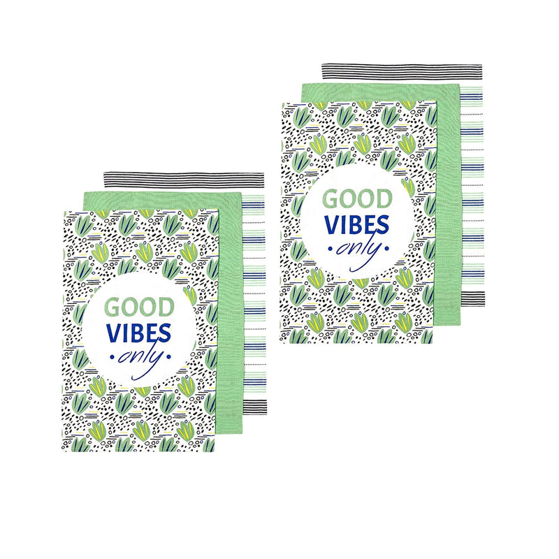 Ladelle Set of 6 Arise Good Vibes Tea Towels Green Payday Deals