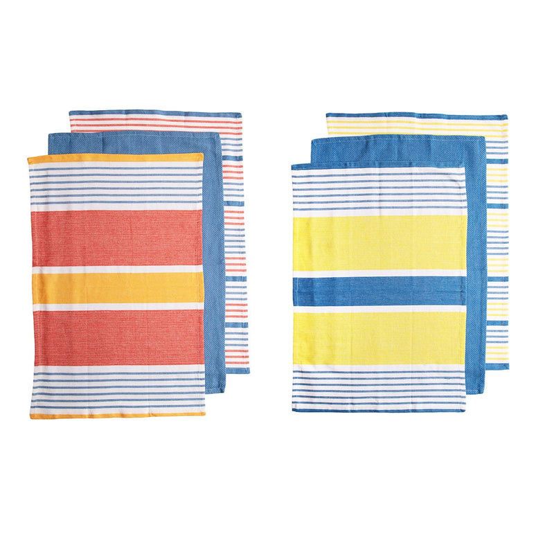 Ladelle Set of 6 Positano Stripe Cotton Kitchen Tea Towels 50 x 70 cm Mix Payday Deals