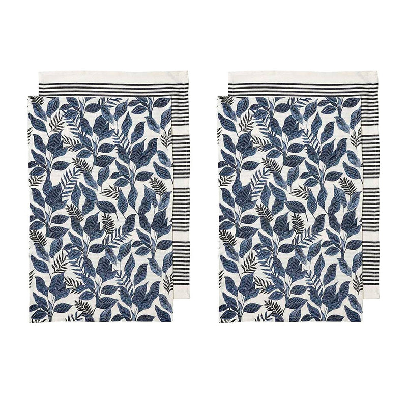 Ladelle Tierra Set of 4 Cotton Kitchen Towels Navy Payday Deals