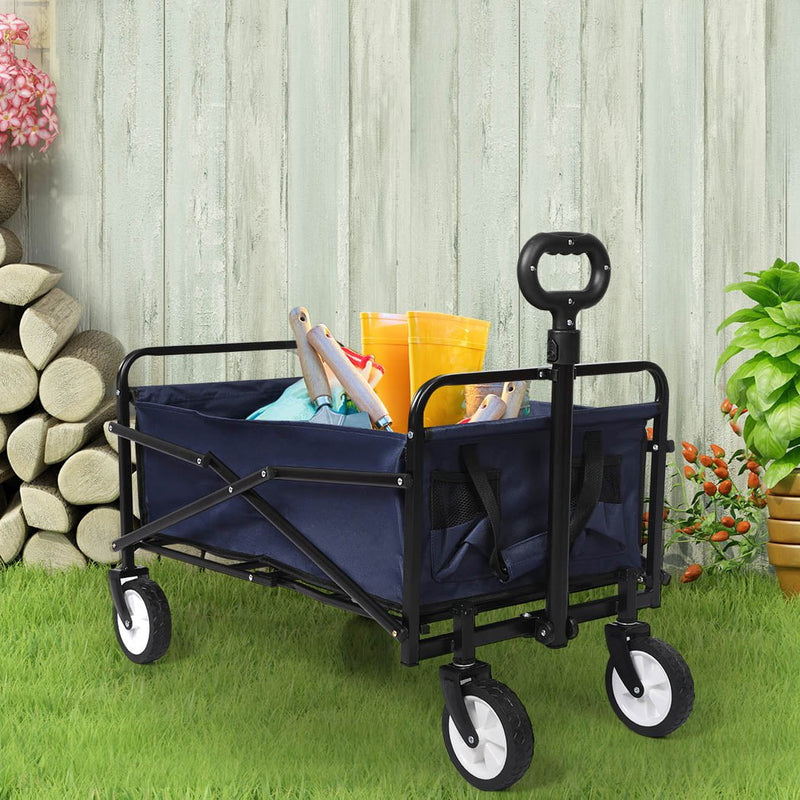 Lambu Garden Trolley Cart Foldable Picnic Wagon Outdoor Camping Trailer Blue Payday Deals