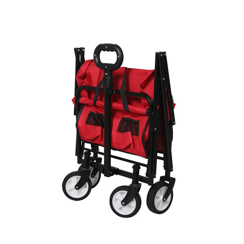 Lambu Garden Trolley Cart Foldable Picnic Wagon Outdoor Camping Trailer Red Payday Deals