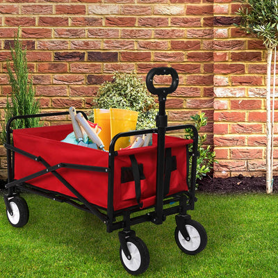 Lambu Garden Trolley Cart Foldable Picnic Wagon Outdoor Camping Trailer Red Payday Deals