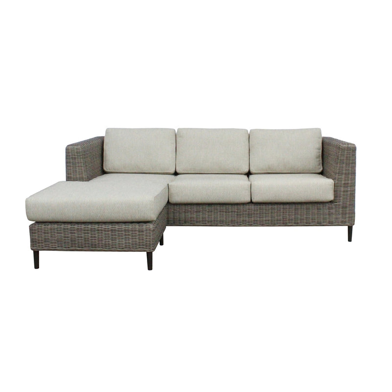 Lara 3 Seater Outdoor Sofa Rattan Reversible Chaise Lounge Light Grey Payday Deals