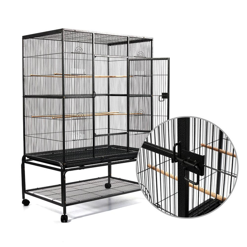 Large Bird Cage with Perch - Black