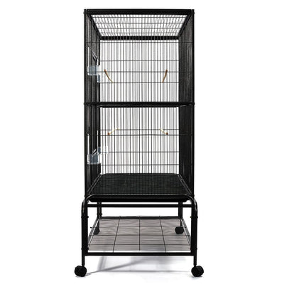 Large Bird Cage with Perch - Black