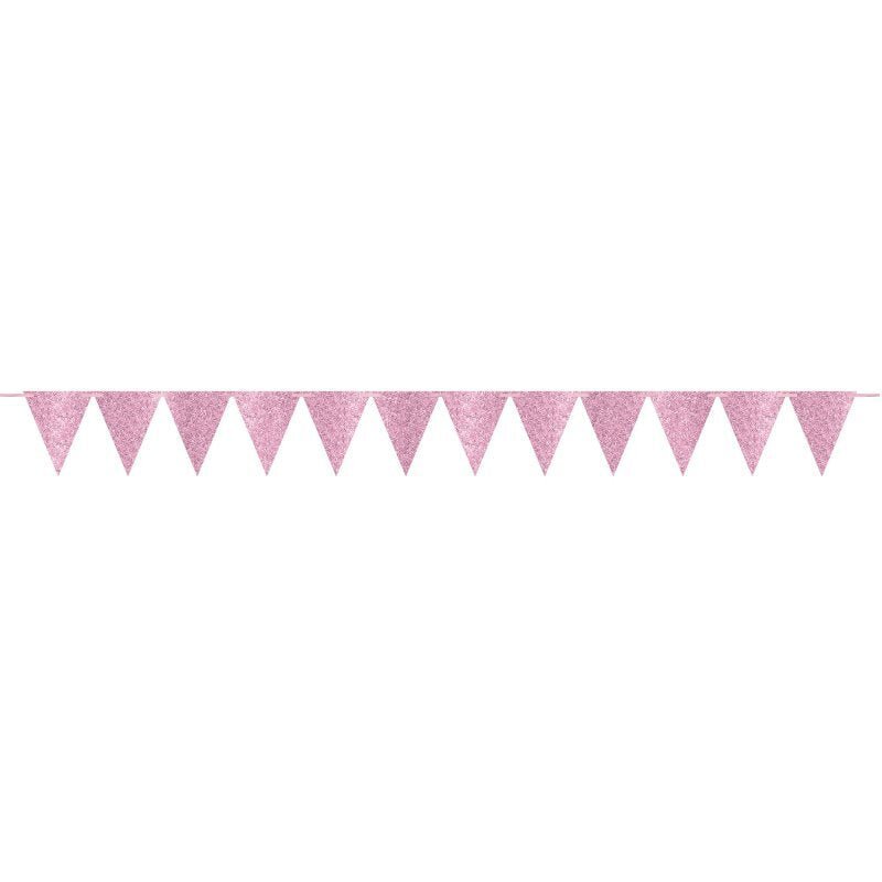 Large Paper Pennant Banner Glittered Light Pink Sparkle Payday Deals