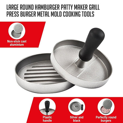 Large Round Hamburger Patty Maker Grill Press Burger Metal Mold Cooking Tools Payday Deals