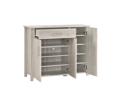 Large Shoe Cabinet With Drawer In White Oak Payday Deals