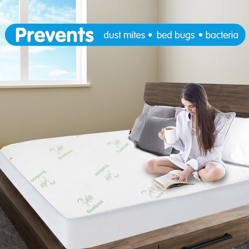 Laura Hill Fitted Bamboo Mattress Protector Underlay Queen King Single Size Payday Deals