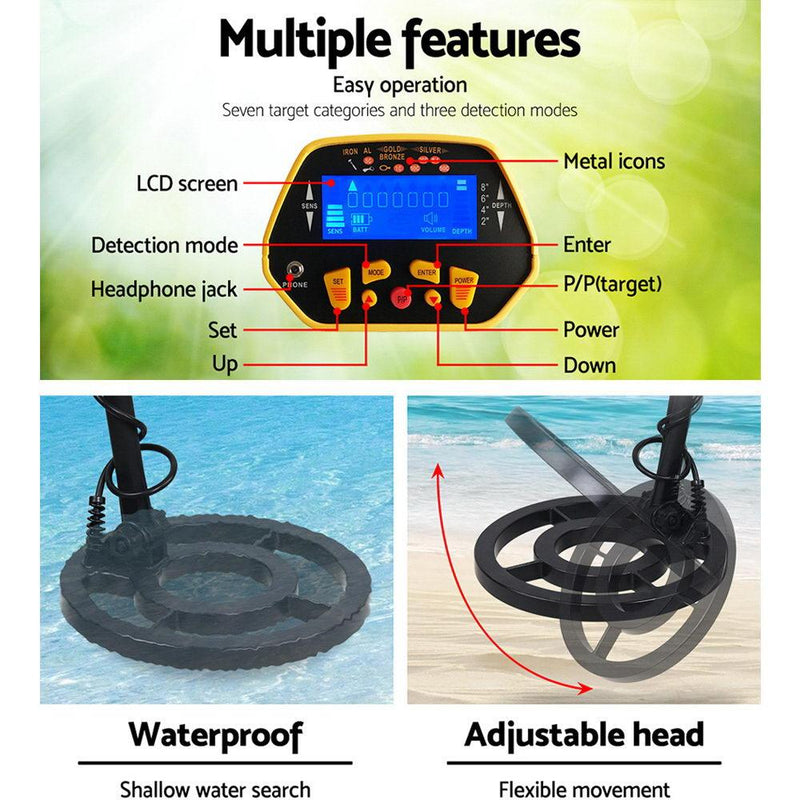LCD Screen Metal Detector with Headphones - Yellow Payday Deals