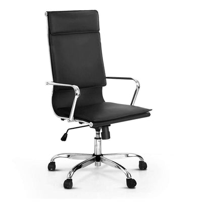 Leather High Back Office Desk Chair - Black