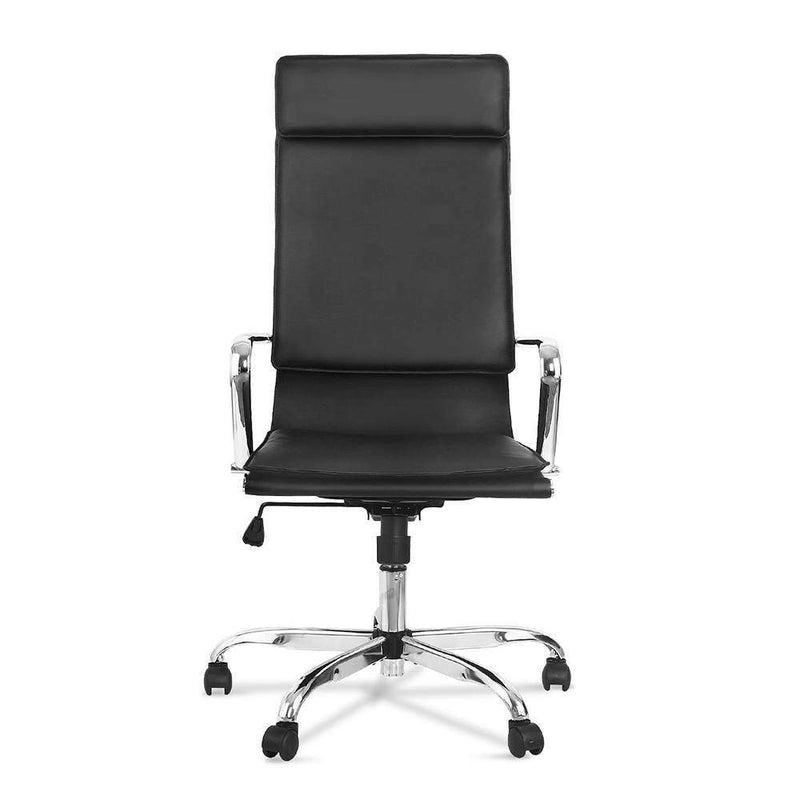 Leather High Back Office Desk Chair - Black