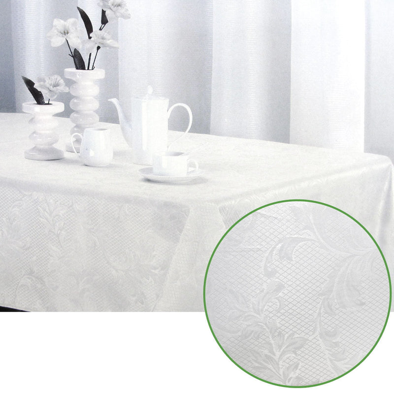 Leaves Off White Luxury Jacquard Tablecloth 145 x 225 cm Payday Deals