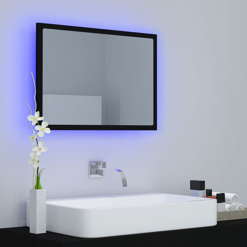 LED Bathroom Mirror Black 60x8.5x37 cm Chipboard Payday Deals