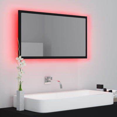 LED Bathroom Mirror Black 80x8.5x37 cm Chipboard Payday Deals