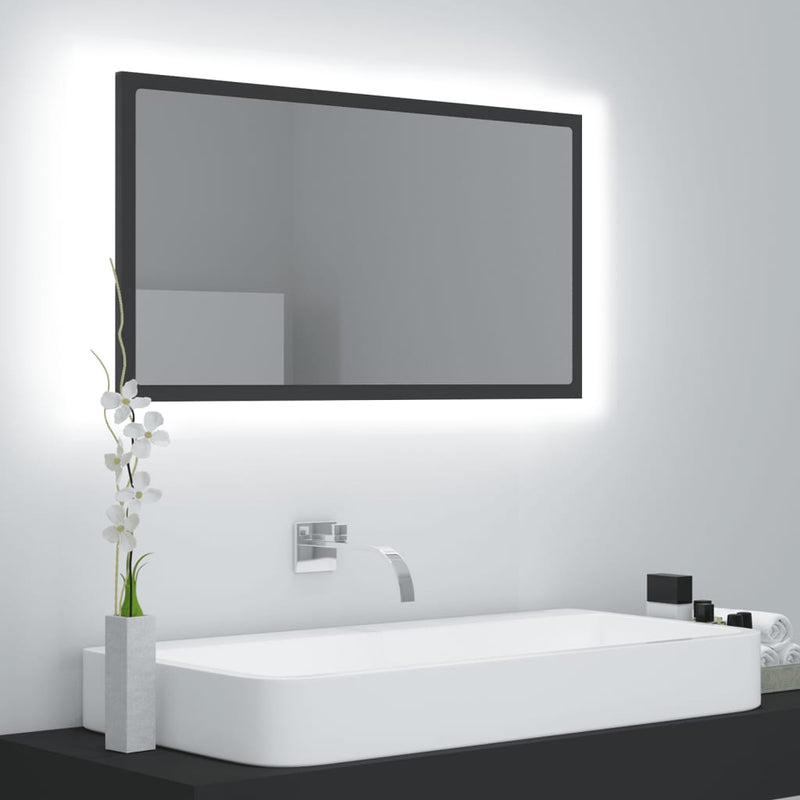 LED Bathroom Mirror Grey 80x8.5x37 cm Chipboard Payday Deals