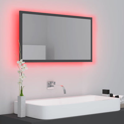 LED Bathroom Mirror Grey 80x8.5x37 cm Chipboard Payday Deals