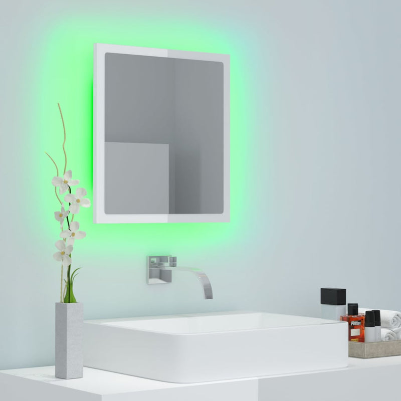 LED Bathroom Mirror High Gloss White 40x8.5x37 cm Chipboard Payday Deals