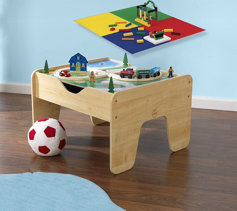 Lego Compatible 2 in 1 Activity Table for kids (Natural) Payday Deals