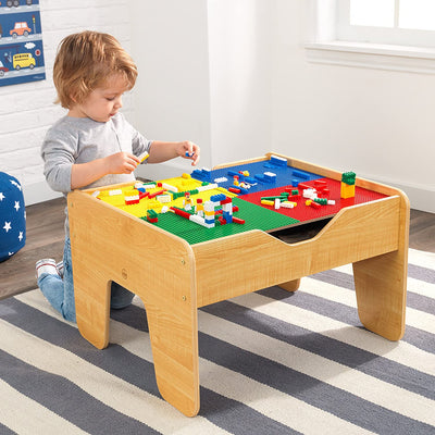 Lego Compatible 2 in 1 Activity Table for kids (Natural) Payday Deals