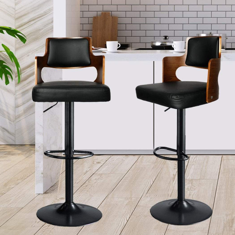 Levede 1x Bar Stools Kitchen Gas Lift Wooden Beech Stool Chair Swivel Barstools Payday Deals