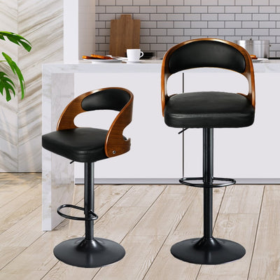 Levede 1x Bar Stools Kitchen Gas Lift Wooden Beech Stool Chair Swivel Barstools Payday Deals